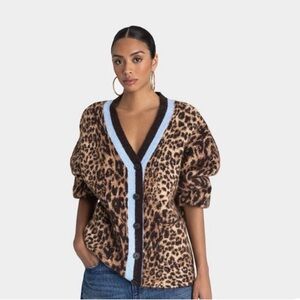KBB by KAHLANA Women's 'The Slouchy Cardigan' - Tan Leopard M